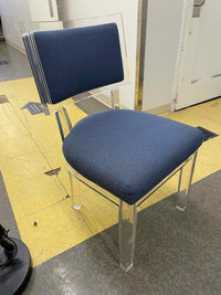 Blue Upholstered Side Chair on Lucite Base (AS IS)
