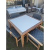 Teak Dining Table w/ Reversible Gray to Off-White Ceramic Top by Janus et Cie
