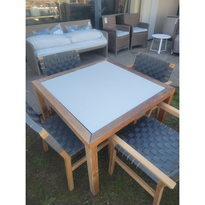 Teak Dining Table w/ Reversible Gray to Off-White Ceramic Top by Janus et Cie