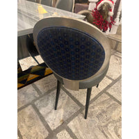 Set of 8 Dining Chairs Gray / Metal w/ Uph. and Leather