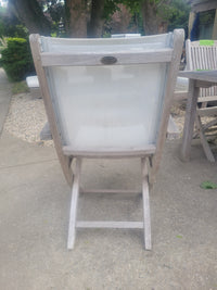 PAIR of Plantation Teak & White Mesh Folding Chairs