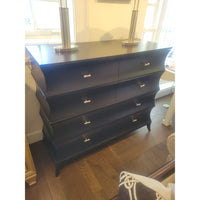 Custom Chocolate Stained Quartered Oak Standing Dresser w/ Fluted Sides - colletteconsignment.com