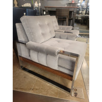 PAIR of Gray Velvet & Chrome Milo Baughman Chairs