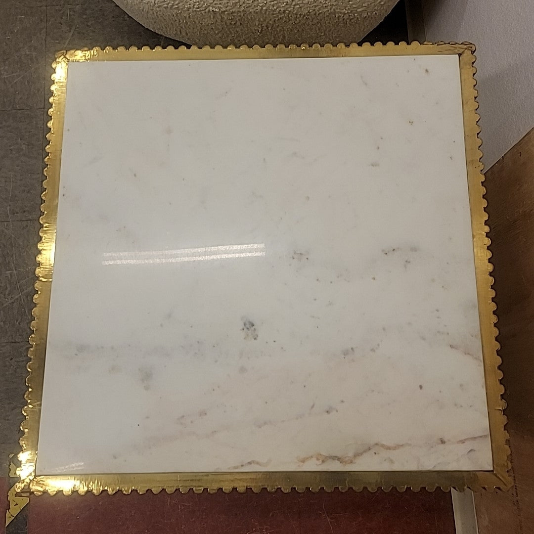 Custom Marble & Shiny Brass Accent Table