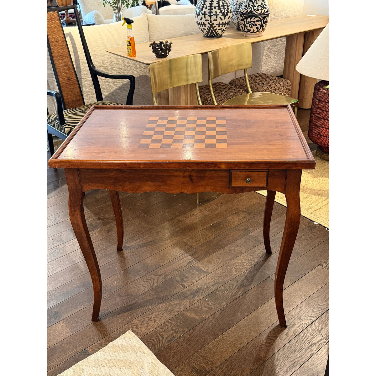 Italian Mahogany Inlaid Flip Top Game Table