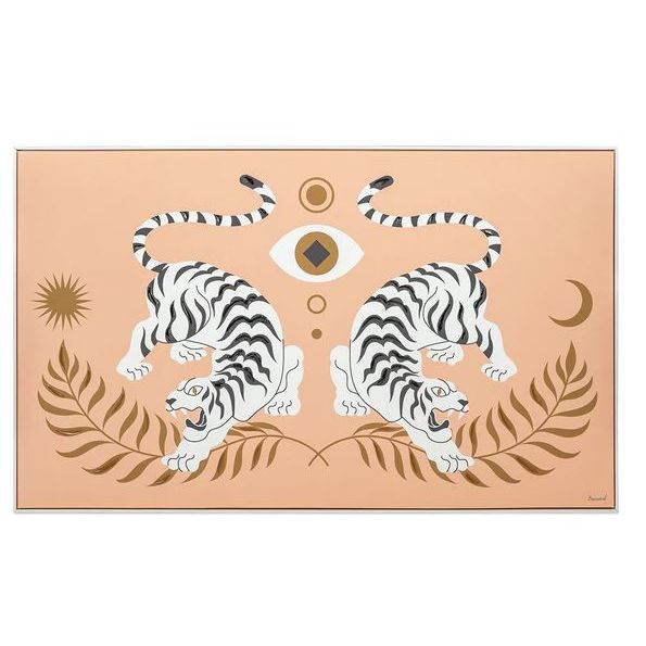 "Twin Tigers" Digital Modern Art Print on Canvas