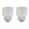 PAIR of 'Daine' French Country Antique White Ceramic Artichoke Table Lamps