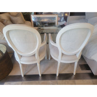 SET of 8 White Cane Back French Dining Chairs by RH (AS IS)