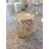 Pair of Small Hexagonal Mercury Glass Candle Holders