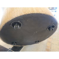 Tan Upholstered Storage Ottoman on Casters