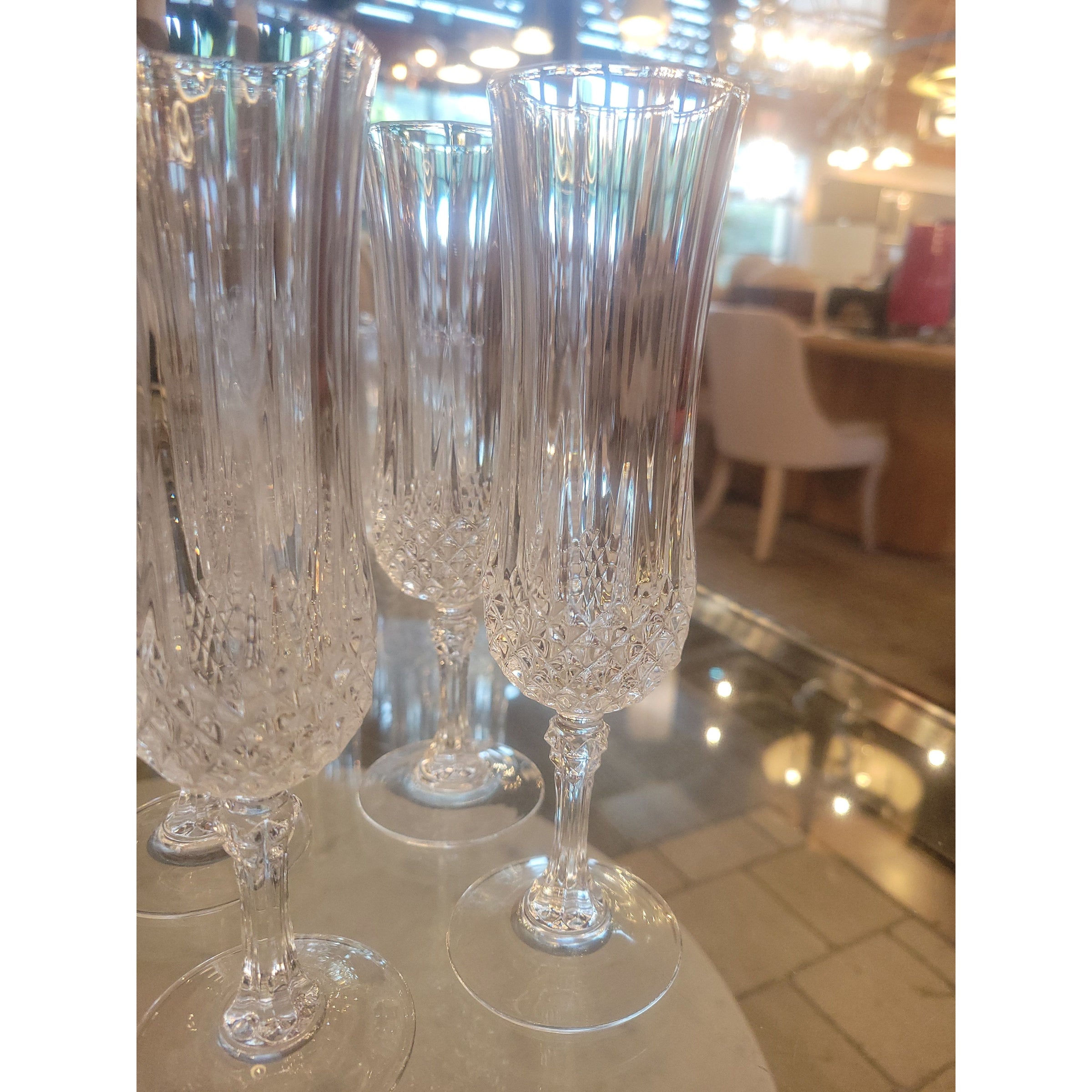 Set of 8 Champagne Flutes by Cristal D'Arques Durand