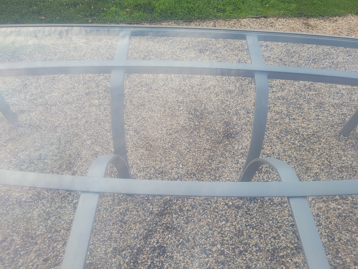 Powder Coat Aluminum Pasadena Dining Table w/ Glass Top by Brown Jordan (AS IS)