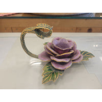 NYCO Cloisonne Enamel Rose Candlestick Holder w/ Snuffer