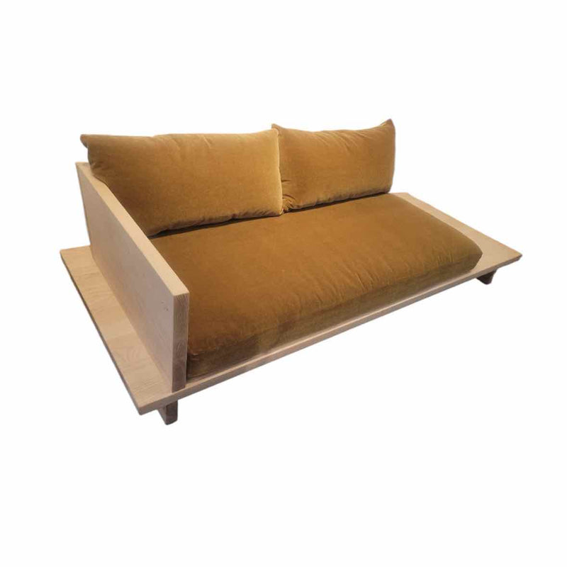 Amber Mohair Sofa w/ Ash Base & Side Table - AS IS