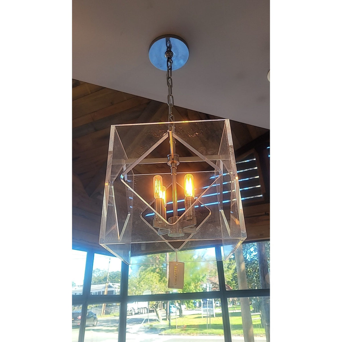 Acrylic Cube 4-Light Chandelier - colletteconsignment.com
