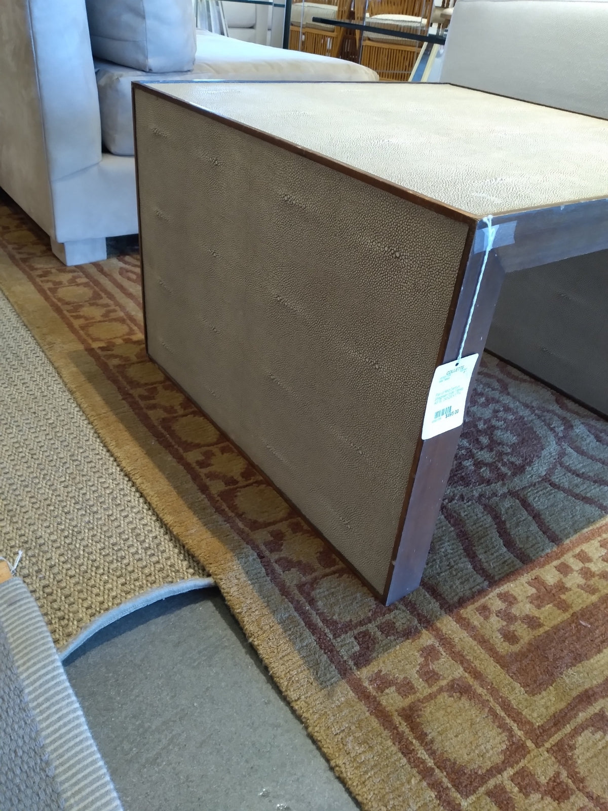 Pair of Mid Century Shagreen Side Tables, AS IS