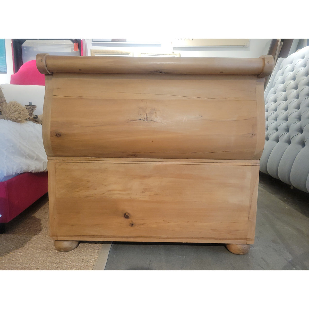 Twin-Sized French Empire Style Pine Bed w/ Twin Trundle