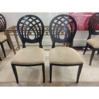 SET of 6 Italian Ebony Chairs w/ Fabric Seats by Costantini Pietro - colletteconsignment.com