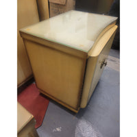 PAIR of Custom 1960s Pine Nightstands w/ Brass Pulls - colletteconsignment.com