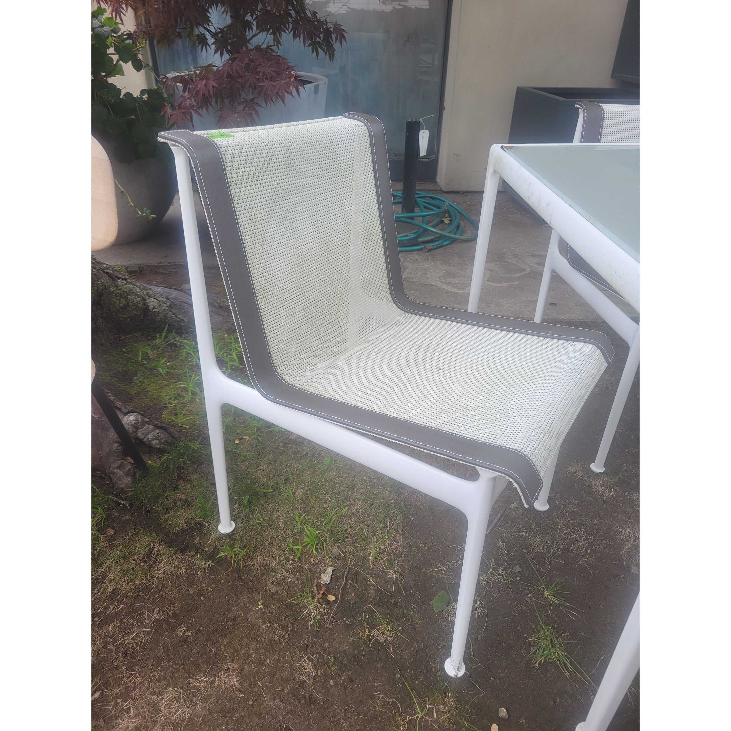 SET of 4 White Aluminum Side Chairs by Richard Schultz for Knoll