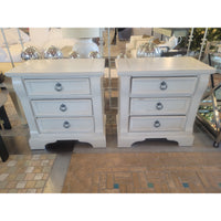 PAIR of White Wood 3-Drawer Nightstands (AS IS)