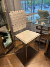 Pair of Faux Leather Woven Back Chair in White with/ Chrome Steel Frame 17"W x 2