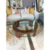 Custom Round Cherry Wood Coffee Table w/ Glass Top