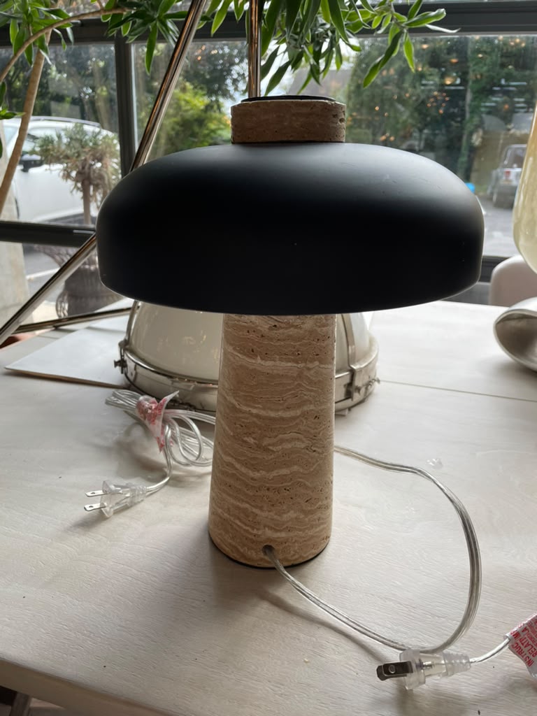 Pair of Travertine Table Lamps