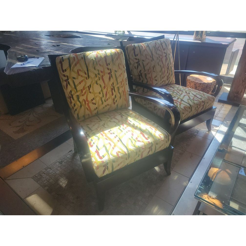 PAIR of 'Ceylon' Satin Cherry Chairs by Dakota Jackson