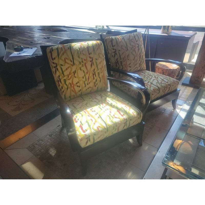 PAIR of 'Ceylon' Satin Cherry Chairs by Dakota Jackson