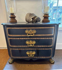 Black 3 Drawer Claw Foot Dresser with Top Emblem and Lion Hardware