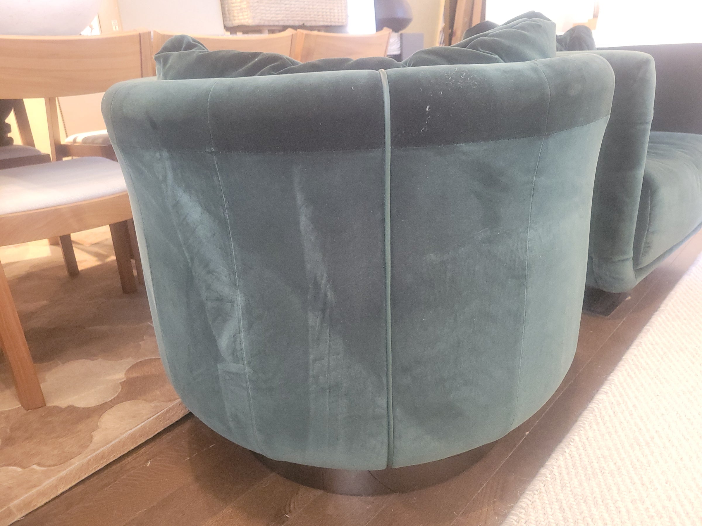 PAIR of Artu Green Velvet Barrel Back Swivel Chairs by Fendi Casa