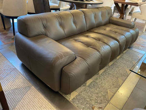 Blogger 3-Seat Tufted Brown Leather Sofa by Tapinassi & Manzoni for Roche Bobois