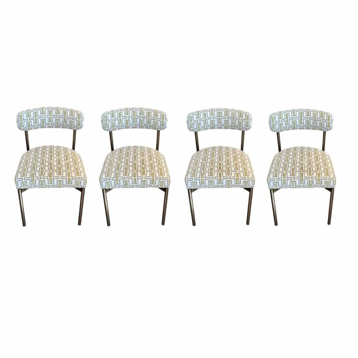 SET of 4 'Remy' Upholstered Dining Chairs on Pewter Legs by MG&BW (AS IS) - colletteconsignment.com
