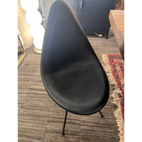 Set of 8 Fritz Hansen Black Leather Chairs