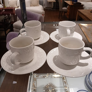 SET of 4 Cups w/ Saucers by Gibson Stoneware