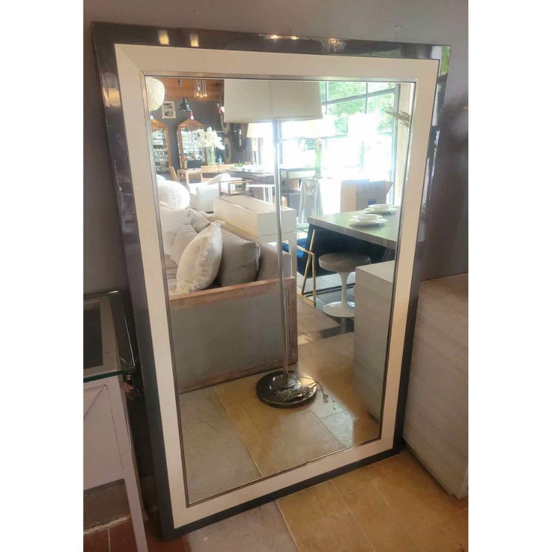 Custom Slate Gray & Beige Lacquered Mirror