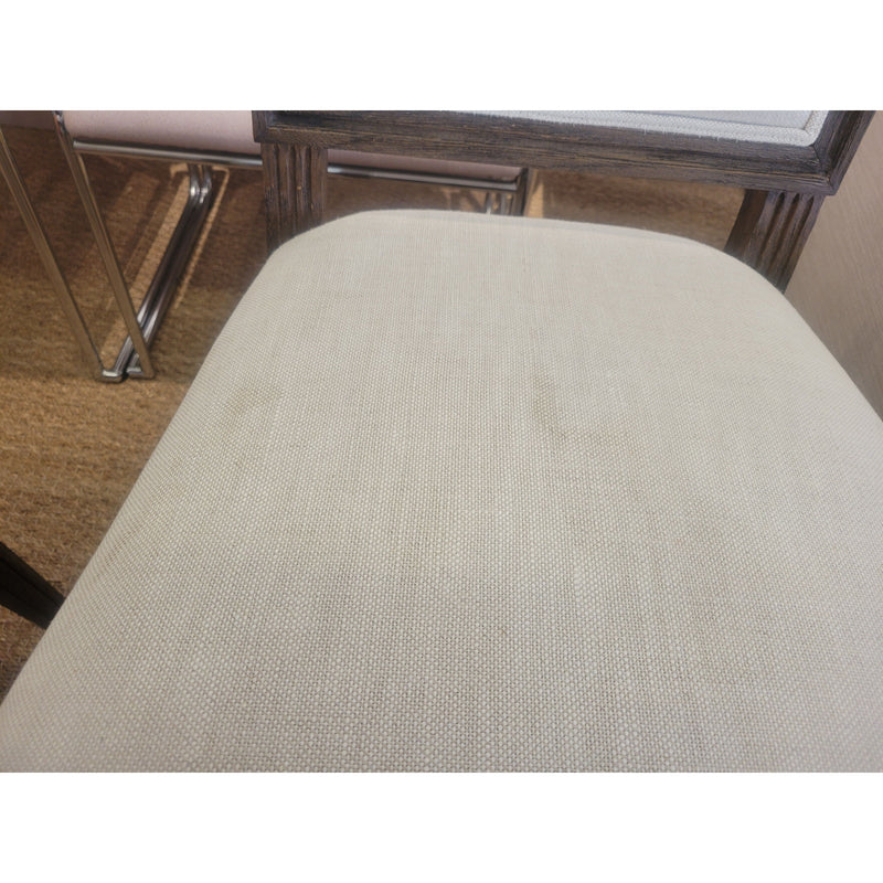 SET of 8 French Linen & Oak Dining Chairs by RH (Inc. 2 w/ Arms) - AS IS