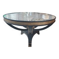 Neoclassical Steel & Mirrored Glass 4-ft Round Table by Niermann Weeks