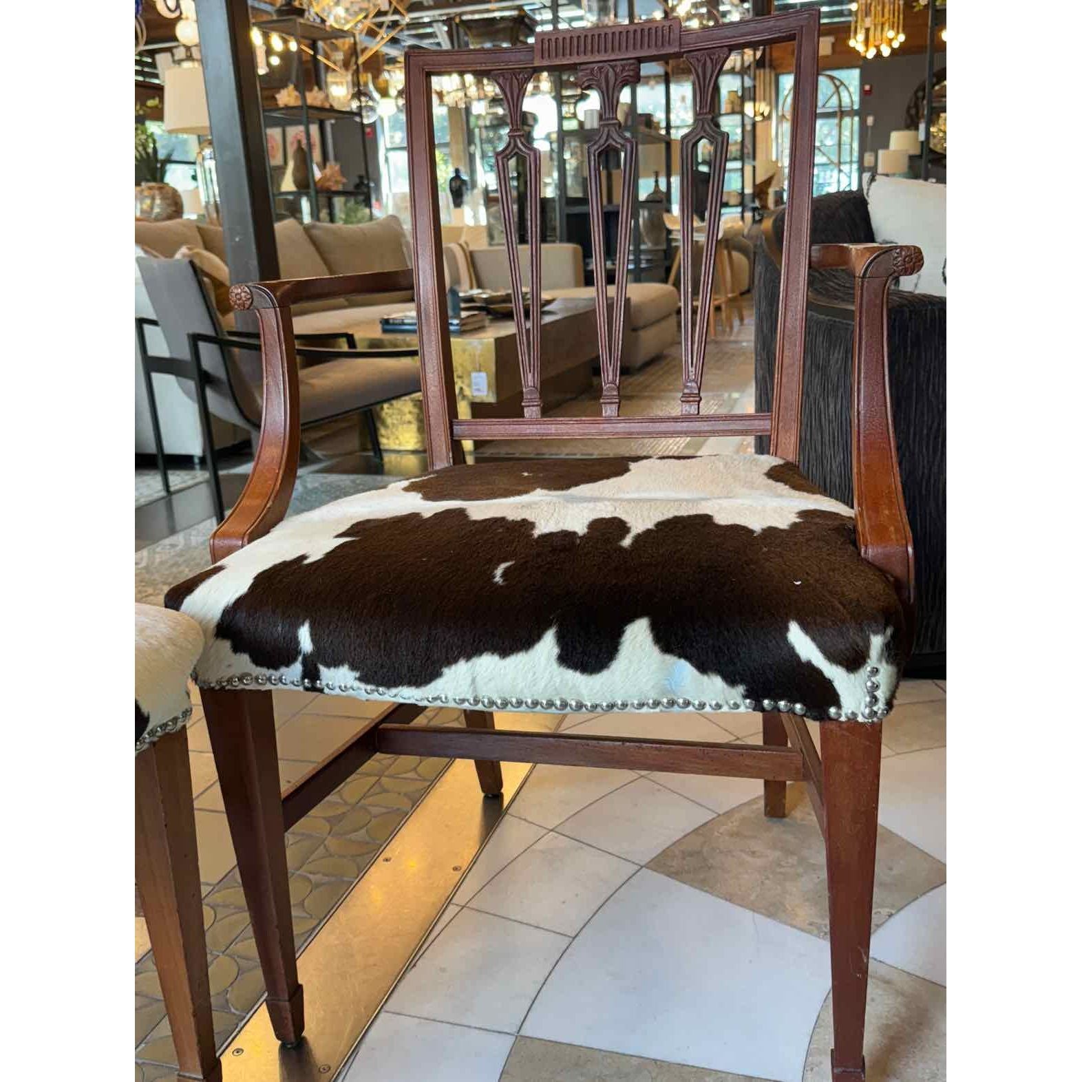 PAIR of Antique Mahogany Cowhide Chairs