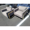 PAIR of Leather & Brass Chairs by Milo Baughman - AS IS