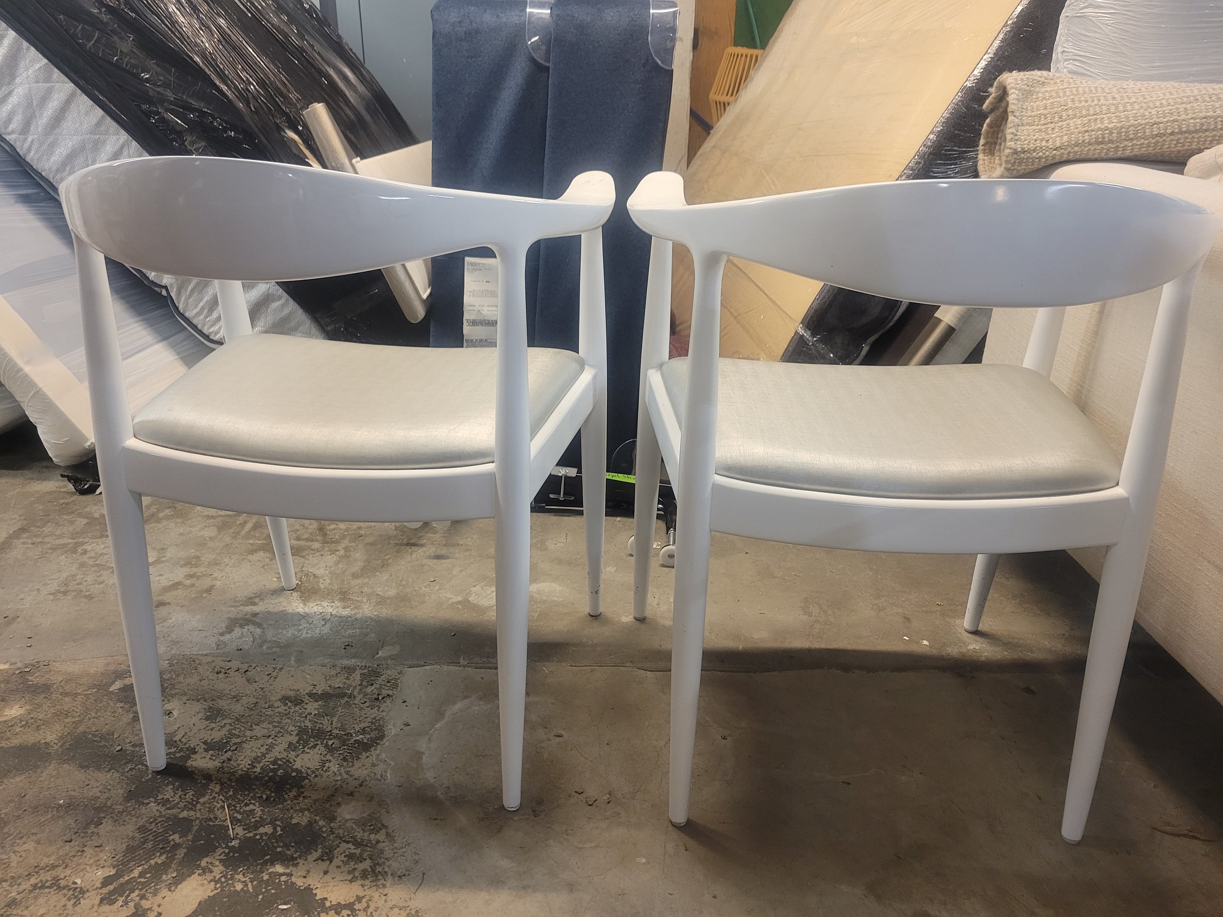 SET of 4 White Lacquered Mahogany Danish Dining Chairs by Villa & House (AS IS)