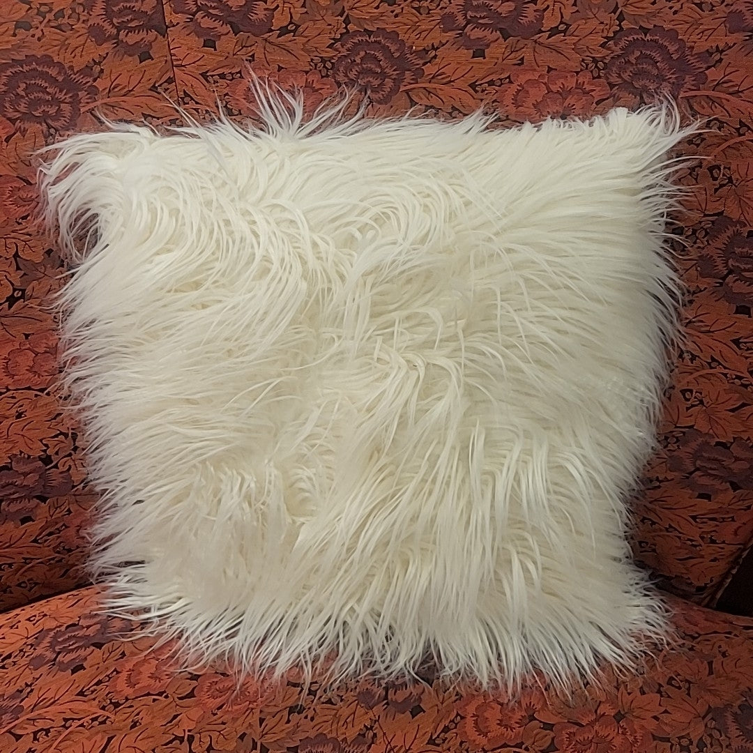 Large Ivory Shag Square Pillow