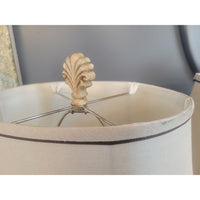 PAIR of Ornate Resin Table Lamps w/ Linen Shades (AS IS)