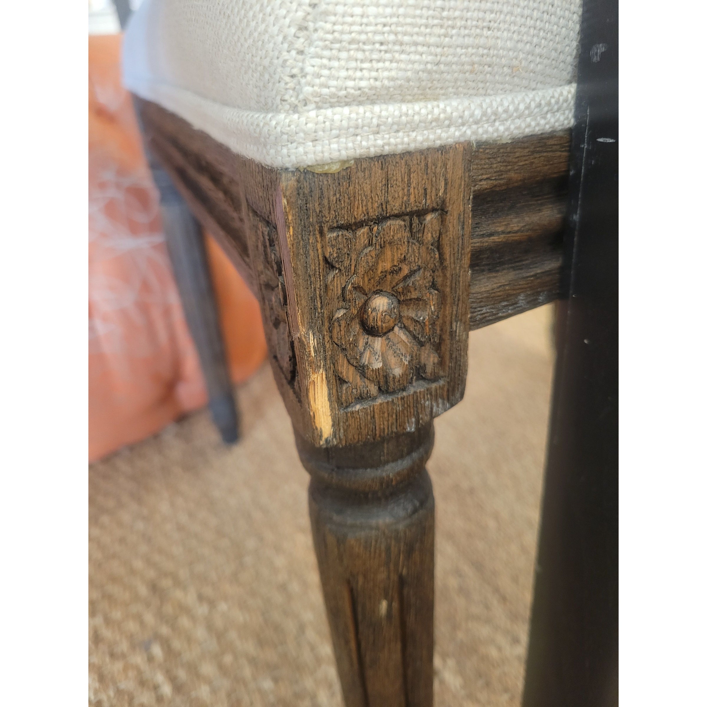 SET of 8 French Linen & Oak Dining Chairs by RH (Inc. 2 w/ Arms) - AS IS