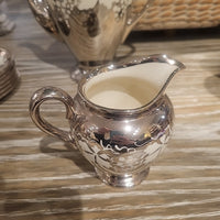 18-Pc Silver Luster & Porcelain Tea or Coffee Set w/ White Grape Design - AS IS