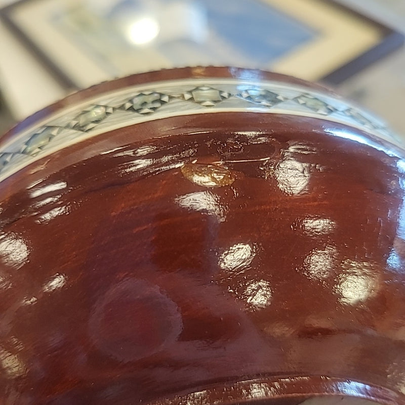 Egyptian Mother of Pearl Inlay Mosaic Jar w/ Lid