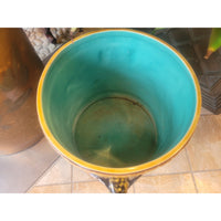 Vintage Ceramic Cache Pot w/ Hummingbird & Elephant Motif - colletteconsignment.com