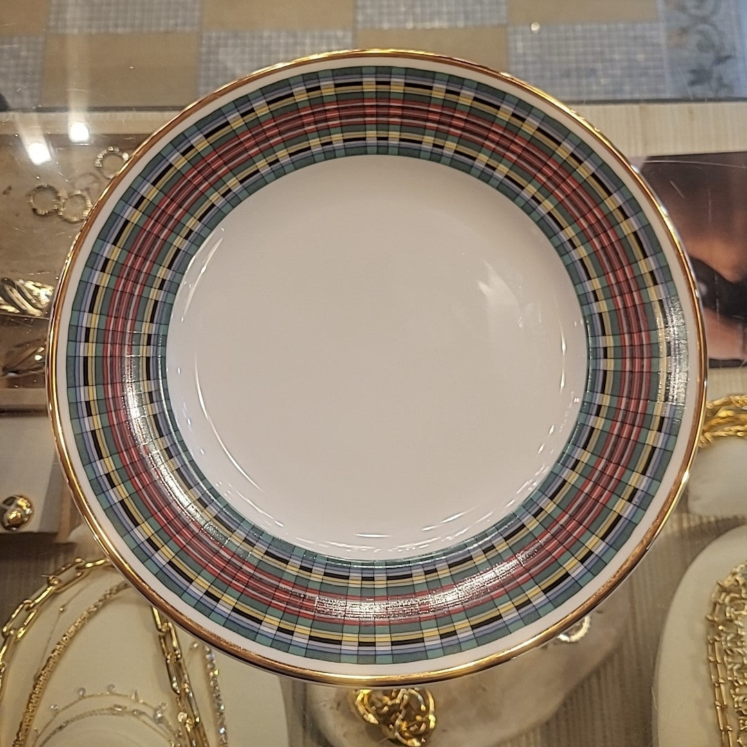 Tartan Glazed Ceramic Plate