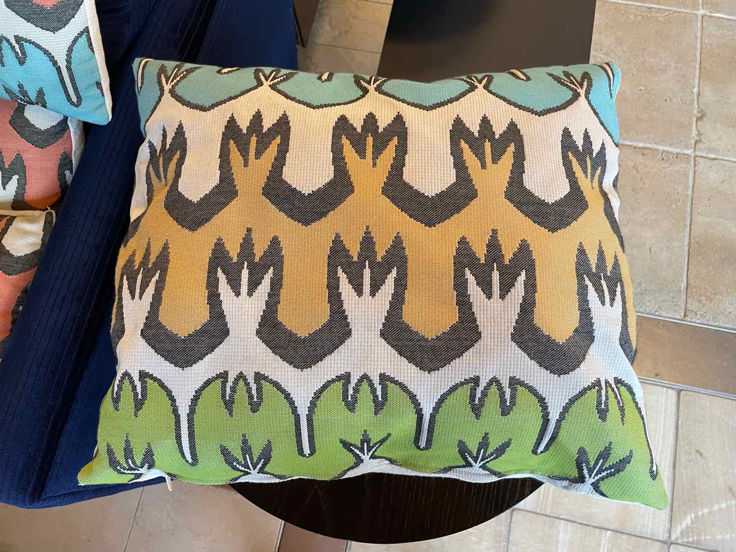 Amber, Green, Blue Missoni Style Square Pillow